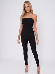 Slinky Ruched Bodycon Fit Bandeau Jumpsuit