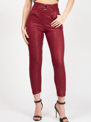 Kady & Olivia Belted Croc Print Tapered Trousers