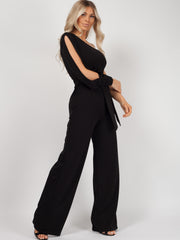 One Shoulder Split Sleeve Jumpsuit