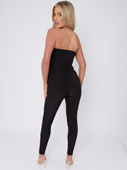 Slinky Ruched Bodycon Fit Bandeau Jumpsuit