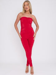 Slinky Ruched Bodycon Fit Bandeau Jumpsuit