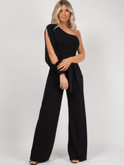 One Shoulder Split Sleeve Jumpsuit