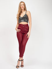 Kady & Olivia Belted Croc Print Tapered Trousers