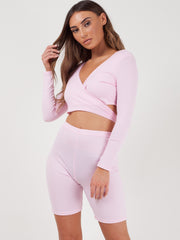 Ribbed Crop Top & Cycling Shorts Co-ord