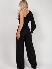 One Shoulder Split Sleeve Jumpsuit