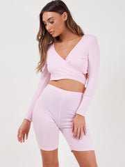 Ribbed Crop Top & Cycling Shorts Co-ord