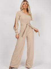 One Shoulder Split Sleeve Jumpsuit