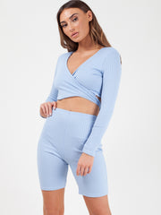 Ribbed Crop Top & Cycling Shorts Co-ord
