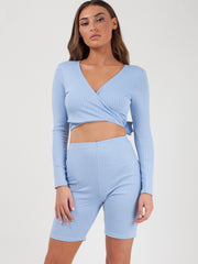 Ribbed Crop Top & Cycling Shorts Co-ord