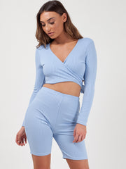 Ribbed Crop Top & Cycling Shorts Co-ord