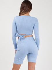 Ribbed Crop Top & Cycling Shorts Co-ord