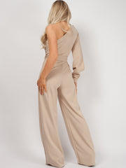 One Shoulder Split Sleeve Jumpsuit