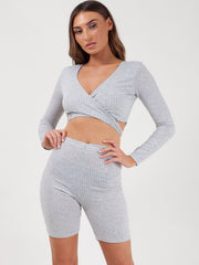 Ribbed Crop Top & Cycling Shorts Co-ord