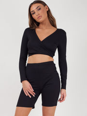 Ribbed Crop Top & Cycling Shorts Co-ord