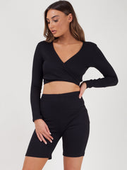 Ribbed Crop Top & Cycling Shorts Co-ord
