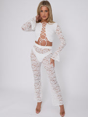 Lace Up Bell Sleeve Top & Flares Co-ord