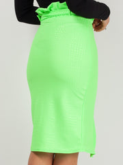 Croc Effect Belted Button Skirt