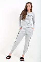 Ruffle Frill Top And Jogger Lounge Suit