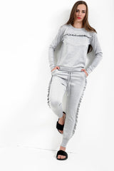Ruffle Frill Top And Jogger Lounge Suit