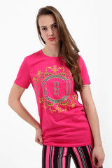 Patterned Print Vogue Slogan T Shirt