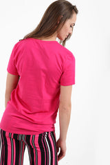 Patterned Print Vogue Slogan T Shirt