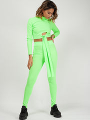 Knot Front Crop Top & Trouser Ribbed Co-ord