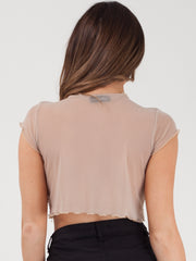 Lettuce Hem Mesh Crop Top