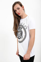 Fearless Tiger Print Slogan T Shirt