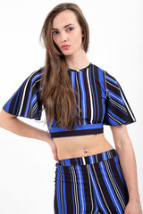 Striped Tie Knot Key Hole Crop Top