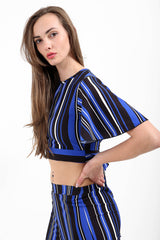 Striped Tie Knot Key Hole Crop Top
