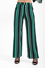Stripe Print Wide Leg Trousers