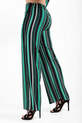 Stripe Print Wide Leg Trousers