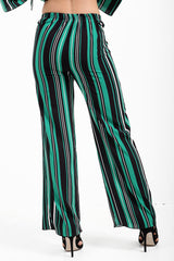 Stripe Print Wide Leg Trousers