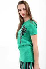 Floral Embroidered Manhattan Printed T Shirt