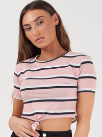 Knoten vorne gestreift - Pink
