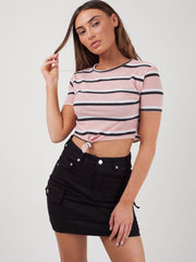 Knot Front Striped Crop Top
