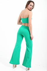 Bandeau Crop Top And Zip Front Trousers Co-Ord