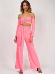 Ribbed Bandeau Crop Top & Trouser Co-ord