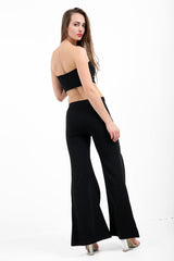 Bandeau Crop Top And Zip Front Trousers Co-Ord