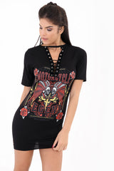 Motorcycle Legends Choker Eyelet T Shirt Dress