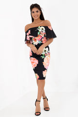 Frühlingsblumen von der Schulter -Frill -Bardot -Kleidung