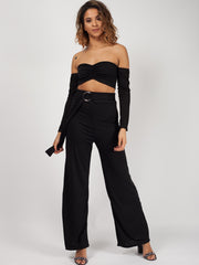 Ribbed Bandeau Crop Top & Trouser Co-ord