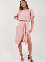 Wrap Front Gürteltier Midi Kleid