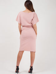 Wrap Front Gürteltier Midi Kleid