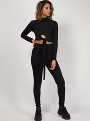 Knot Front Crop Top & Trouser Ribbed Co-ord