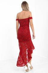 Sequin Floral Lace Fishtail Bandeau Dress