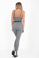 Gingham Check Belted Jumpsuit