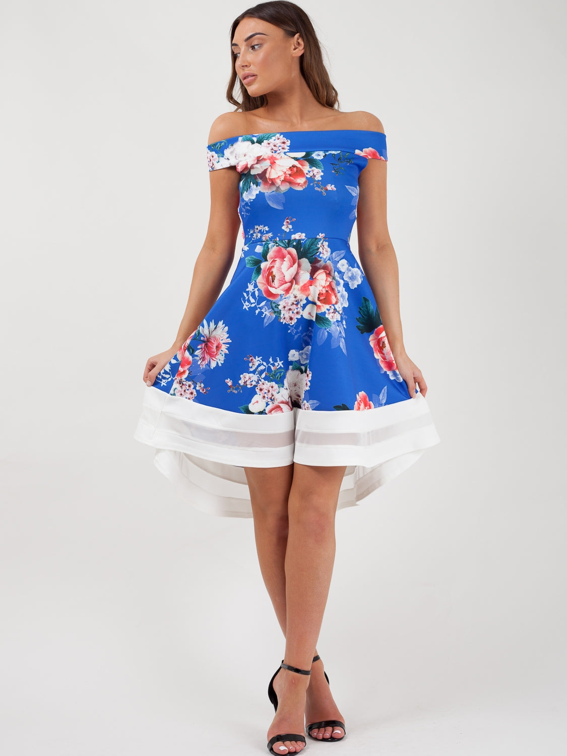 mesh insert skater dress Floral Applique Bow Detail Mesh Insert Skater Dress For Kids at Kuwait