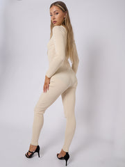 Corset Style Ribbed Jumpsuit