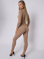 Corset Style Ribbed Jumpsuit